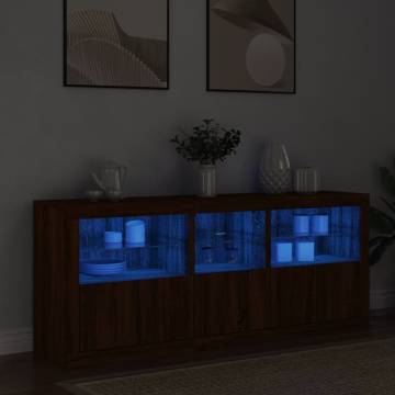 Sideboard with LED Lights Brown Oak 162x37x67 cm