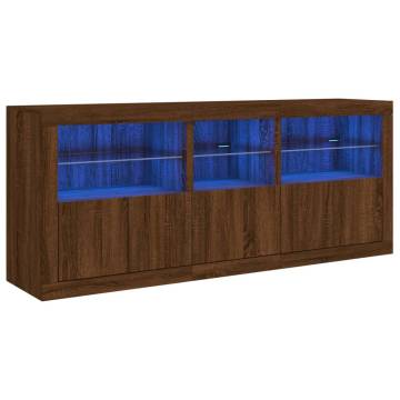 Sideboard with LED Lights Brown Oak 162x37x67 cm