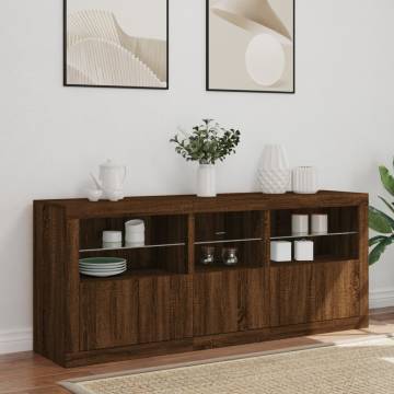 Sideboard with LED Lights Brown Oak 162x37x67 cm