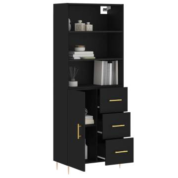 Highboard Black 69.5x34x180 cm Engineered Wood