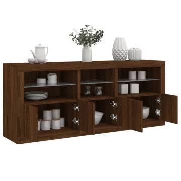 Sideboard with LED Lights Brown Oak 162x37x67 cm