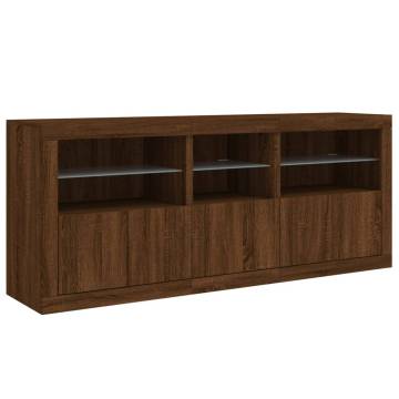 Sideboard with LED Lights Brown Oak 162x37x67 cm