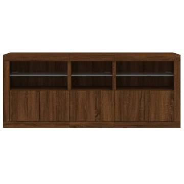 Sideboard with LED Lights Brown Oak 162x37x67 cm