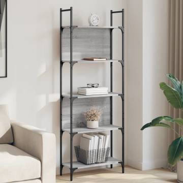 Bookshelf 5-Tier Grey Sonoma 60.5x24x166.5 cm Engineered Wood