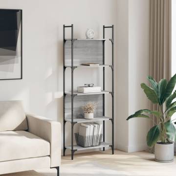 Bookshelf 5-Tier Grey Sonoma 60.5x24x166.5 cm Engineered Wood