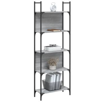 Bookshelf 5-Tier Grey Sonoma 60.5x24x166.5 cm Engineered Wood