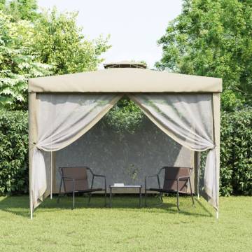 Gazebo with Double Roof Cream 3x3x2.68 m Fabric