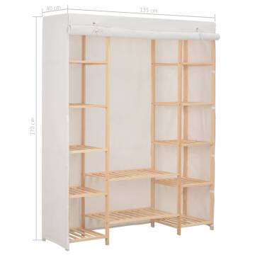 Wardrobe White 135x40x170 cm Fabric