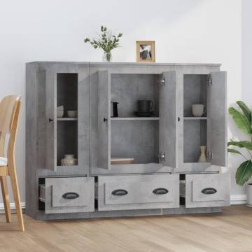 Highboards 3 pcs Concrete Grey Engineered Wood