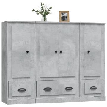 Highboards 3 pcs Concrete Grey Engineered Wood