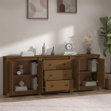 Sideboard Honey Brown 210x35x80 cm Solid Wood Pine