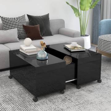 Coffee Table High Gloss Black 75x75x38 cm Engineered Wood