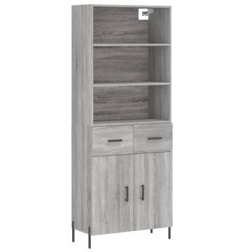 Highboard Grey Sonoma 69.5x34x180 cm Engineered Wood