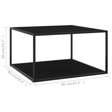 Coffee Table Black with Black Glass 90x90x50 cm