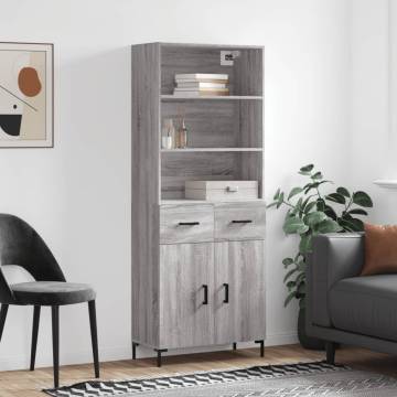 Highboard Grey Sonoma 69.5x34x180 cm Engineered Wood