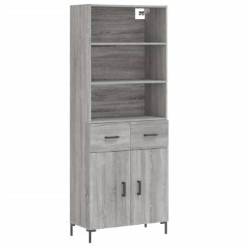 Highboard Grey Sonoma 69.5x34x180 cm Engineered Wood