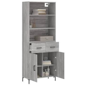 Highboard Grey Sonoma 69.5x34x180 cm Engineered Wood