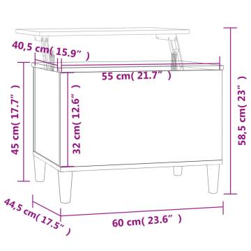 Coffee Table High Gloss White 60x44.5x45 cm Engineered Wood