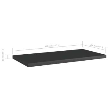 Bookshelf Boards 8 pcs High Gloss Black 40x20x1.5 cm Engineered Wood