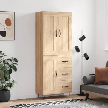 Highboard Sonoma Oak 69.5x34x180 cm Engineered Wood