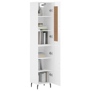 Highboard High Gloss White 34.5x34x180 cm Engineered Wood