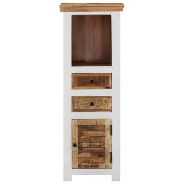 Highboard Brown&White 40x30x110 cm Solid Wood Mango and Acacia