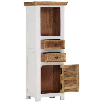 Highboard Brown&White 40x30x110 cm Solid Wood Mango and Acacia