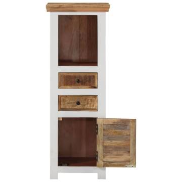 Highboard Brown&White 40x30x110 cm Solid Wood Mango and Acacia