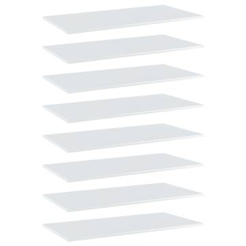 Bookshelf Boards 8 pcs High Gloss White 80x30x1.5 cm Engineered Wood