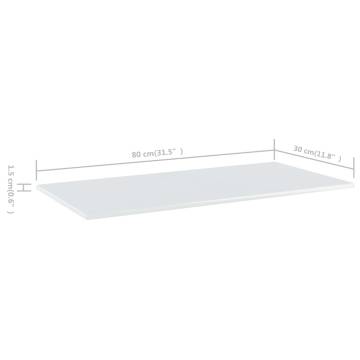 Bookshelf Boards 8 pcs High Gloss White 80x30x1.5 cm Engineered Wood