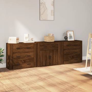 Sideboards 3 pcs Brown Oak Engineered Wood