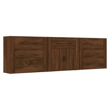 Sideboards 3 pcs Brown Oak Engineered Wood