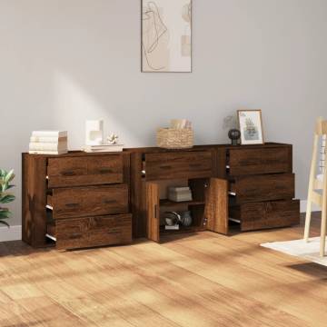 Sideboards 3 pcs Brown Oak Engineered Wood