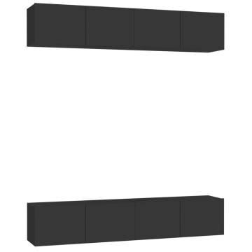 TV Cabinets 4 pcs Black 80x30x30 cm Engineered Wood