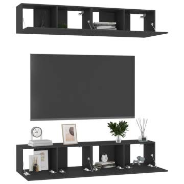 TV Cabinets 4 pcs Black 80x30x30 cm Engineered Wood