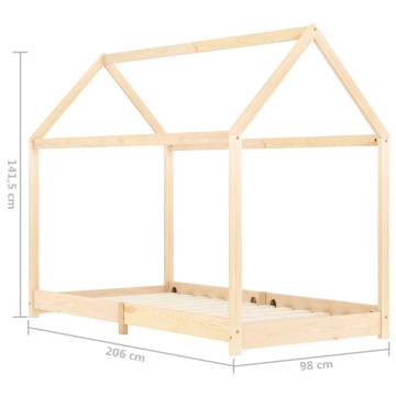 Kids Bed Frame Solid Pine Wood 90x200 cm