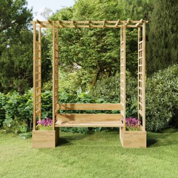 Garden Pergola with Bench&Planters Impregnated Solid Wood Pine