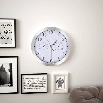 Wall Clock with Quartz Movement Hygrometer Thermometer White