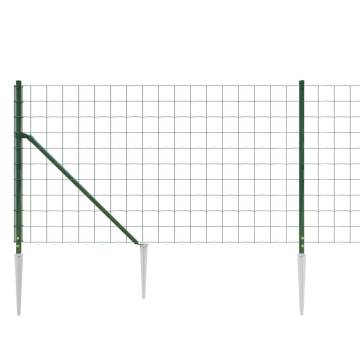 Wire Mesh Fence with Spike Anchors Green 1x10 m