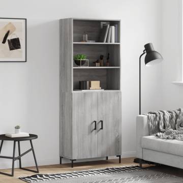 Highboard Grey Sonoma 69.5x34x180 cm Engineered Wood