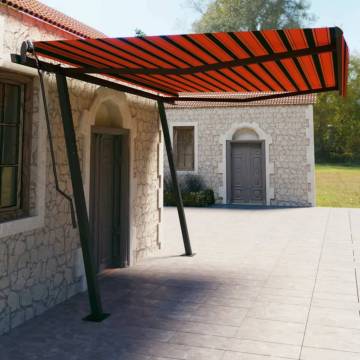 Manual Retractable Awning with Posts 4.5x3 m Orange and Brown