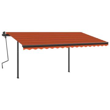 Manual Retractable Awning with Posts 4.5x3 m Orange and Brown