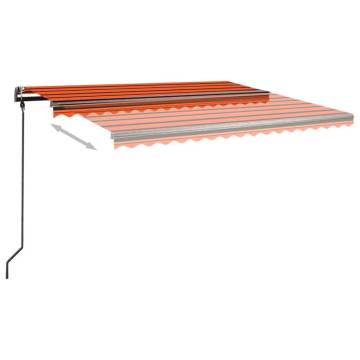 Manual Retractable Awning with Posts 4.5x3 m Orange and Brown