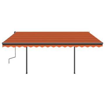 Manual Retractable Awning with Posts 4.5x3 m Orange and Brown