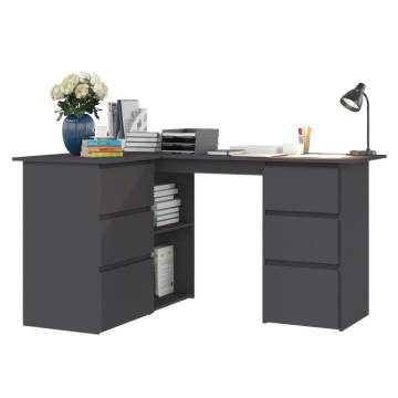 Corner Desk Grey 145x100x76 cm Engineered Wood