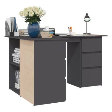 Corner Desk Grey 145x100x76 cm Engineered Wood