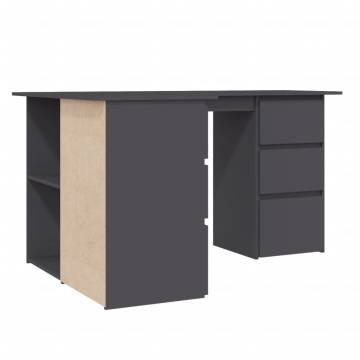 Corner Desk Grey 145x100x76 cm Engineered Wood