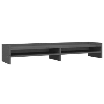 Monitor Stand Grey 100x24x16 cm Solid Wood Pine