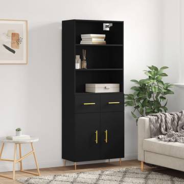 Highboard Black 69.5x34x180 cm Engineered Wood