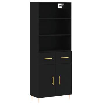 Highboard Black 69.5x34x180 cm Engineered Wood